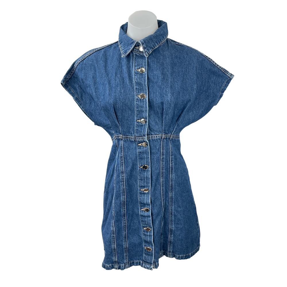 Zara Blue Denim Button-Front Mini Dress